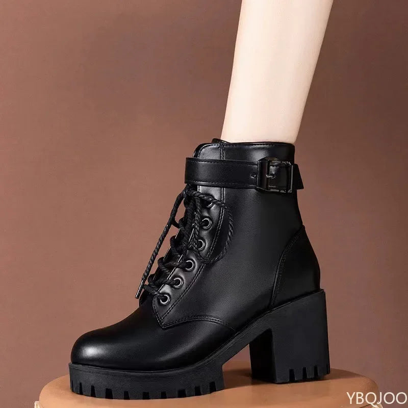 Women's Side-Zip Ankle Boots – Square Heel Round Toe | YBQJOO Women's Ankle Boots Axl
