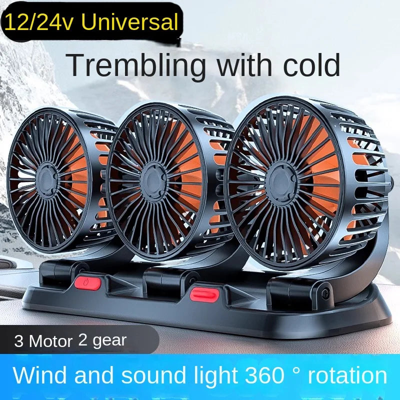 360° Dual Head Car Fan USB/12V/24V – 2 Speed Desk & Auto Fan Dual Head Car Fan Axl