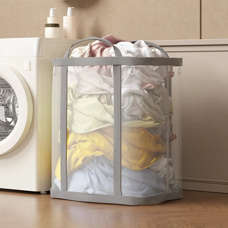 Foldable Mesh Laundry Basket with Handle – Large Capacity Laundry Basket Axl
