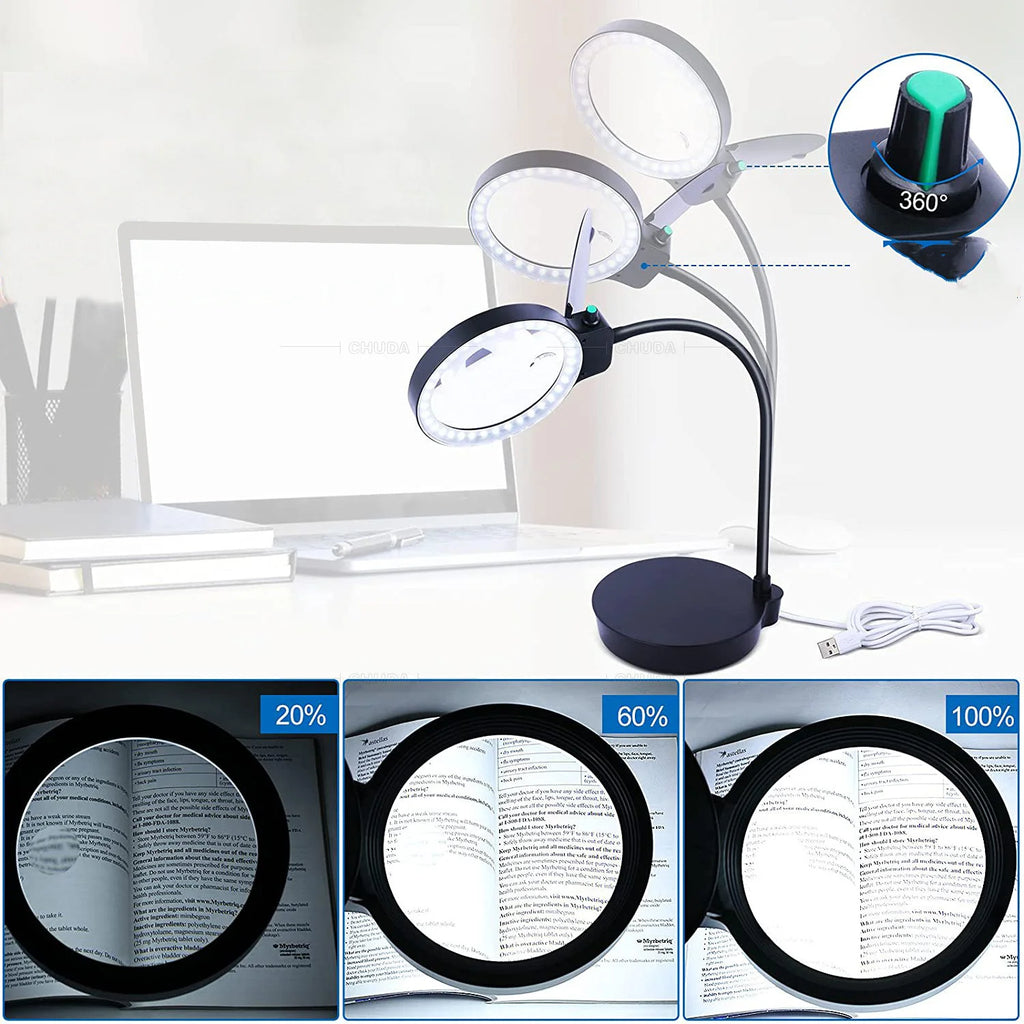 LED Illuminated Magnifying Desk Lamp – 36 LED USB Magnifier Magnifying Desk Lamp Axl
