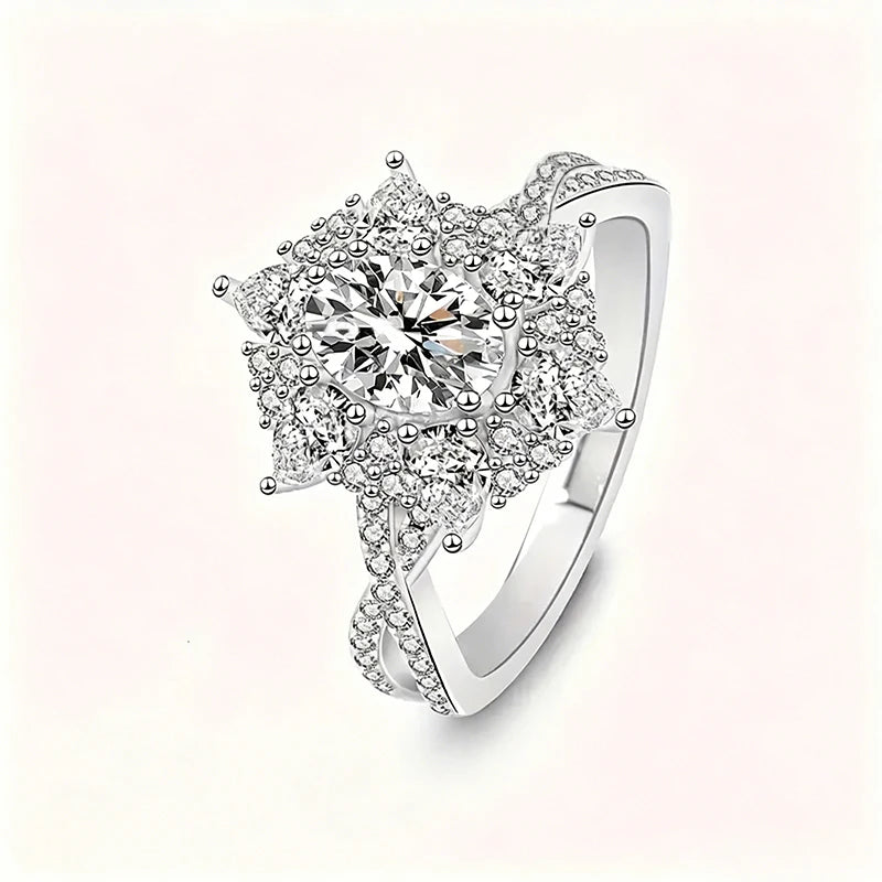 Huitan Women's CZ Wedding Ring – Cubic Zirconia Prong Band CZ Wedding Ring Axl