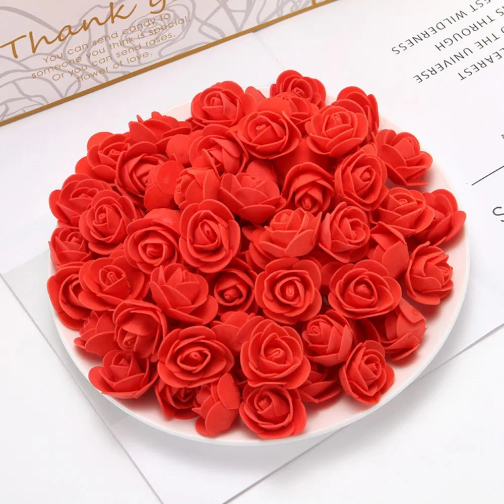 PE Foam Artificial Rose Flower Heads | Wedding & Party Decor Artificial Flower Heads Axl red 50pcs