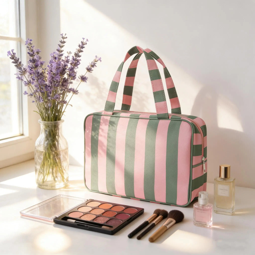 Large Capacity Travel Cosmetic Bag – Elegant Polyester Organizer Travel Cosmetic Bag Axl