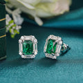 Huitan Green Cubic Zirconia Stud Earrings | Geometric Fashion Stud Earrings Axl E4640