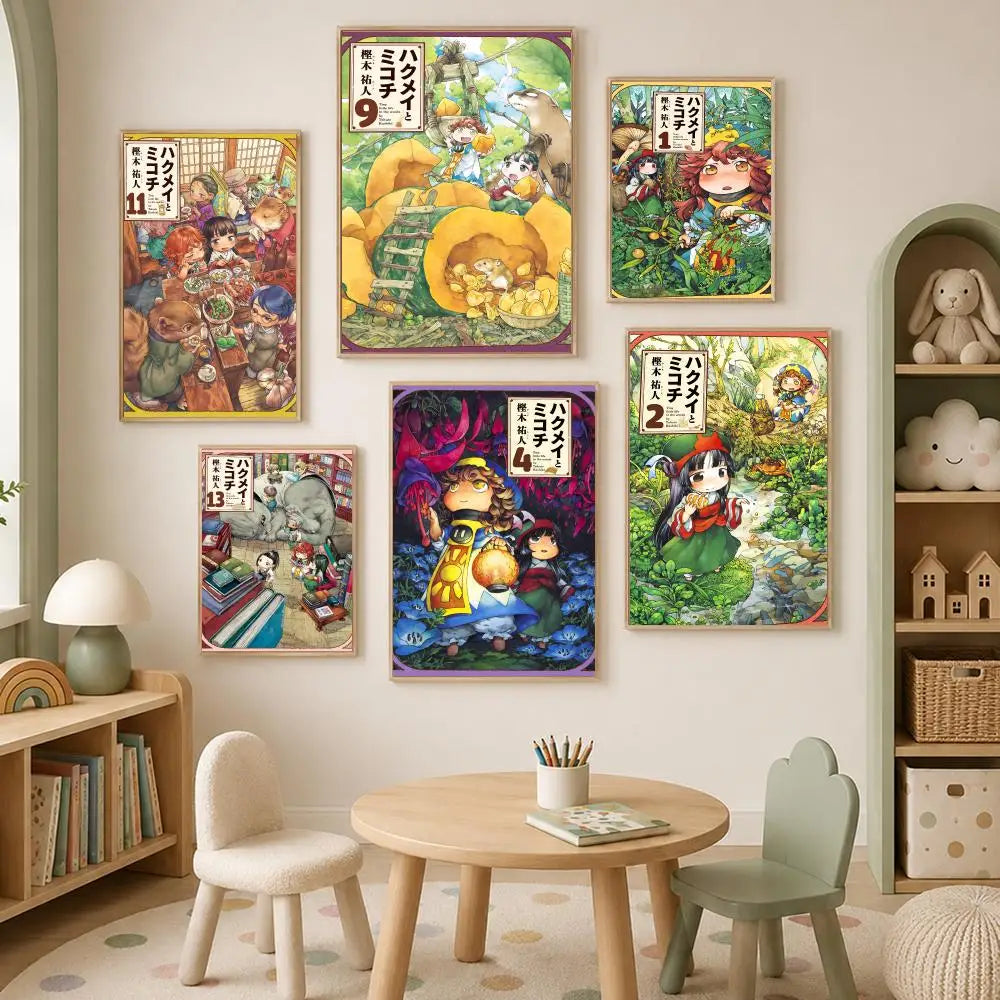 Hakumei and Mikochi Self-Stick HD Waterproof Wall Art Poster Anime Wall Poster Axl