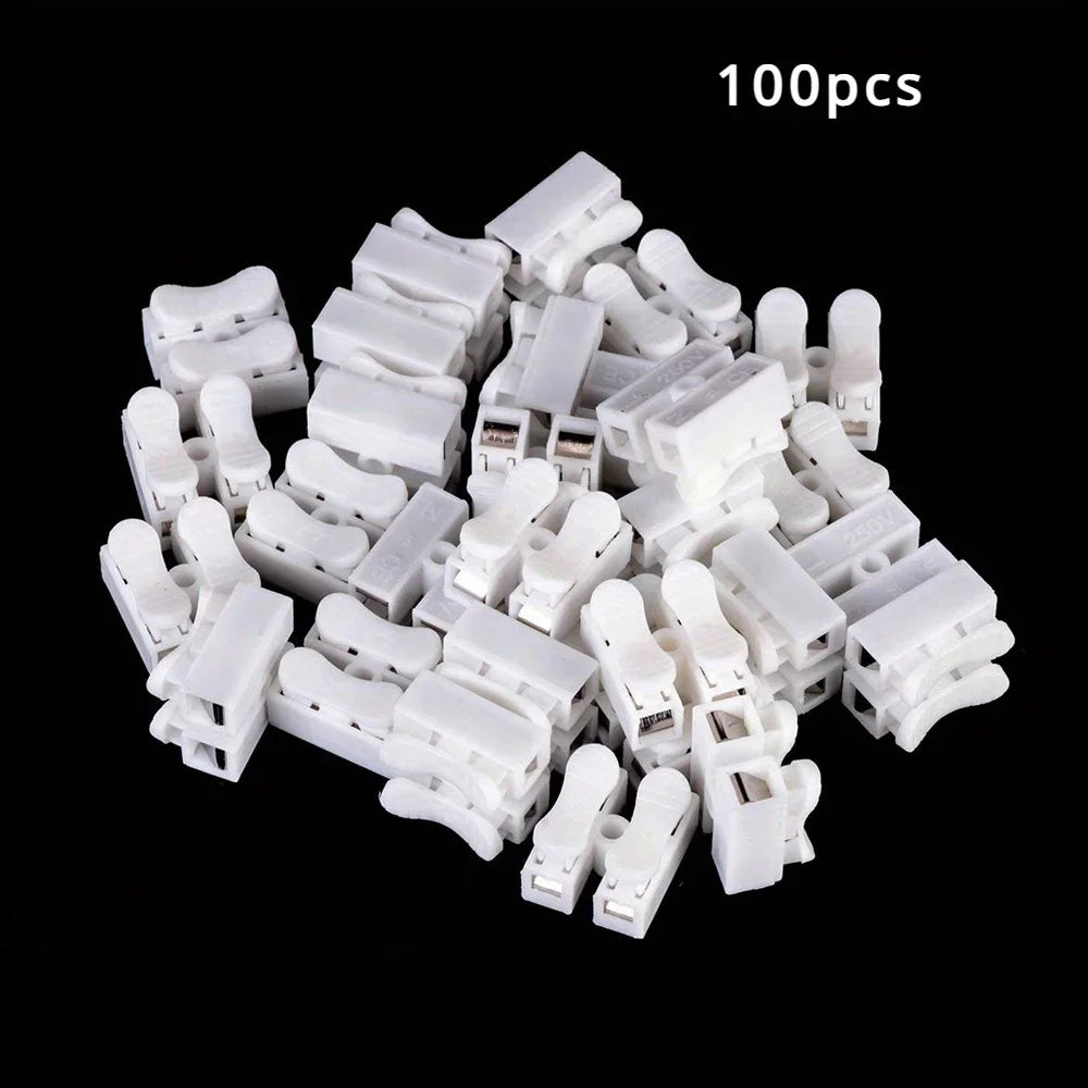 100-Pack CH-2 Spring Wire Connector Terminals | Quick Connect Wire Terminal Connectors Axl