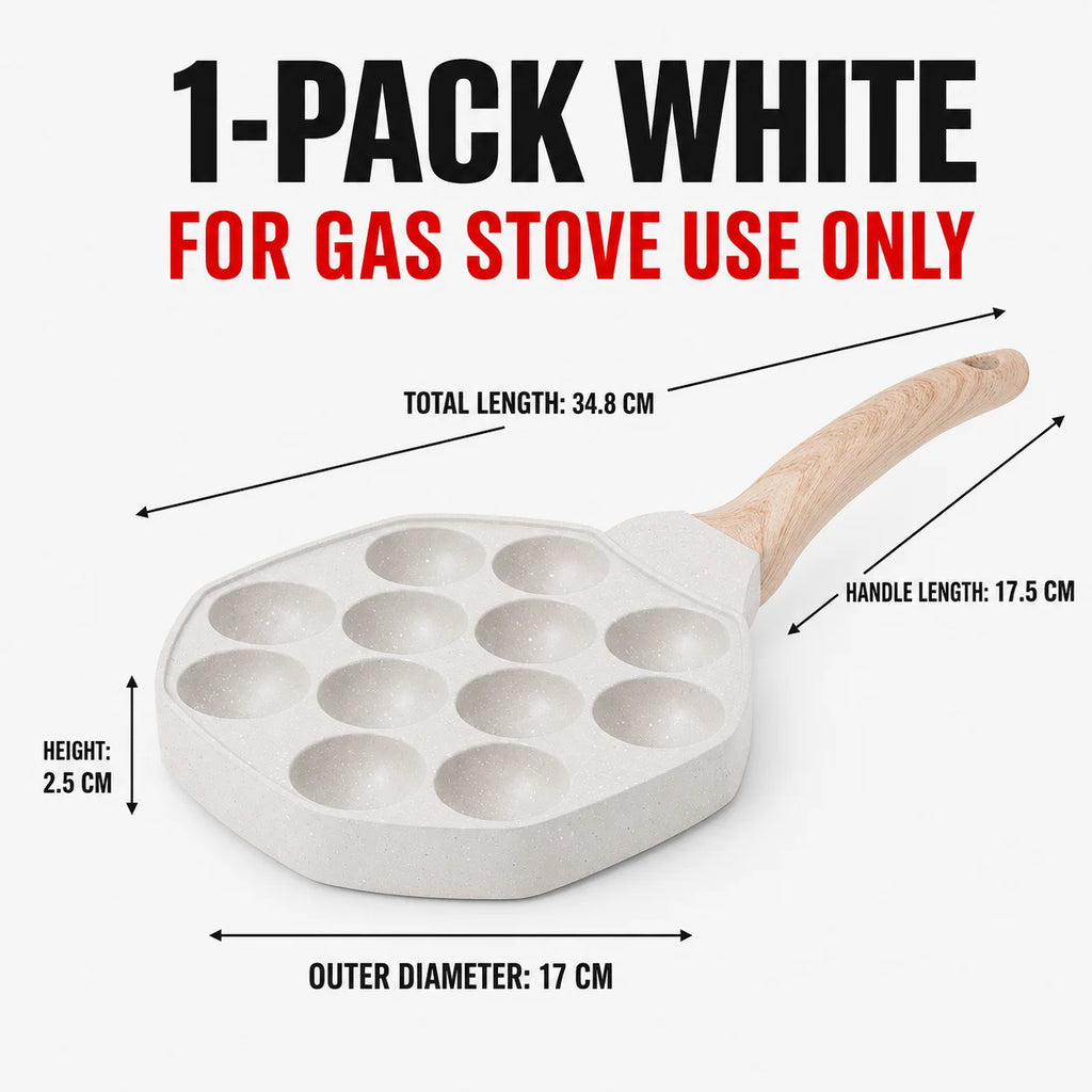 Nonstick Takoyaki Pan 12 Holes – Octopus Ball & Puff Maker Takoyaki Grill Pan Axl Black