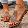 HAJINK Women's Bohemian Transparent Flat Sandals | Beach Bling Flat Sandals Axl Light Brown 36