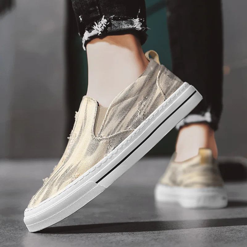YBQJOO Men's Canvas Vulcanized Sneakers – Breathable Low-Top Canvas Sneakers Axl