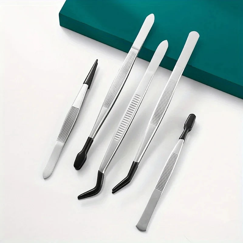 Precision Tweezers Set 1-5 PCS – Rubber Grip, Jewelry & DIY Precision Tweezers Set Axl