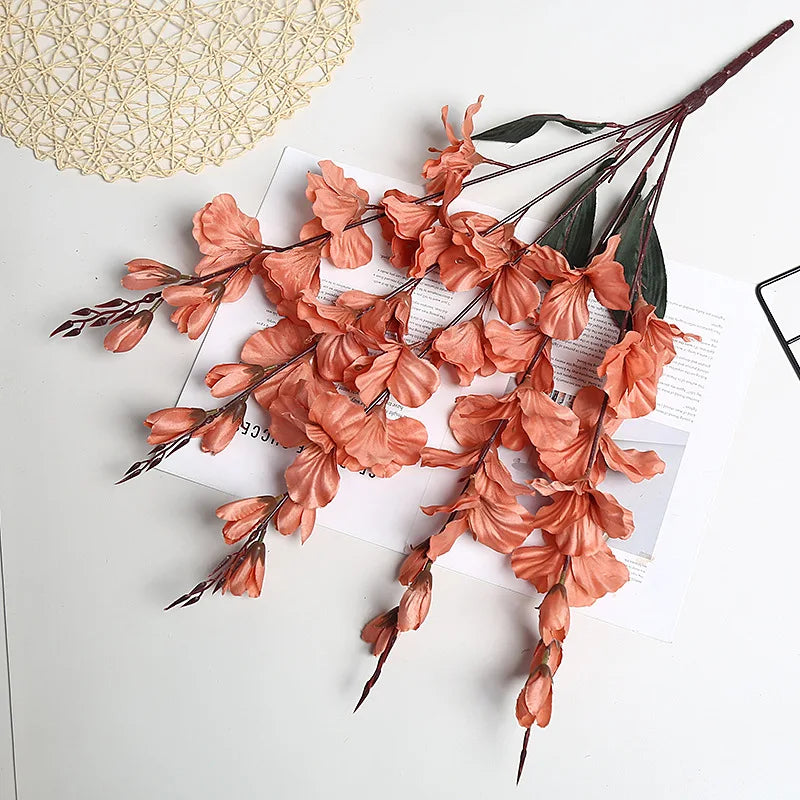 3-Pack Artificial Gladiolus Bouquet – 40 Heads Autumn Decor Artificial Flower Bouquet Axl orange
