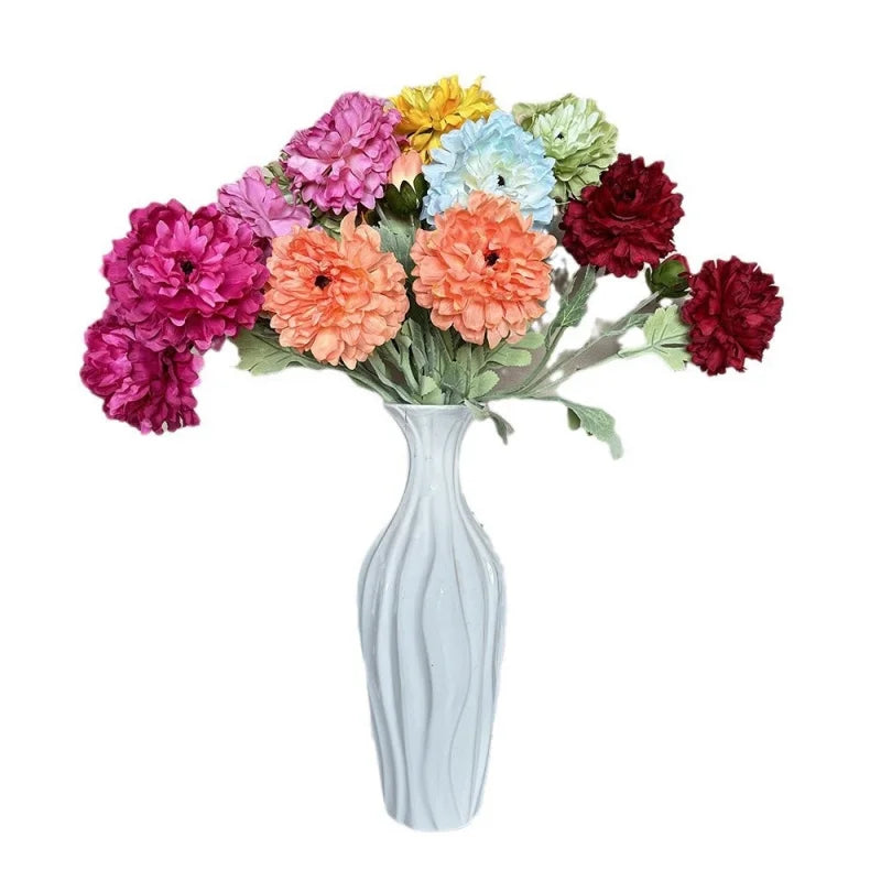 Artificial Dahlia Peony Stem 3 Heads – Faux Silk Fake Flowers Artificial Flower Stem Axl