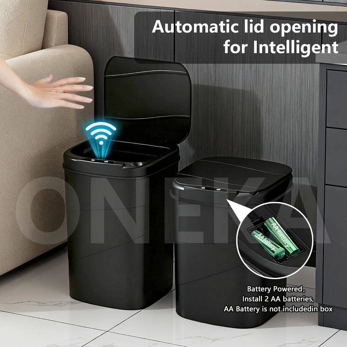 Smart Sensor Touchless Automatic Trash Can – Battery Powered Touchless Trash Can Axl
