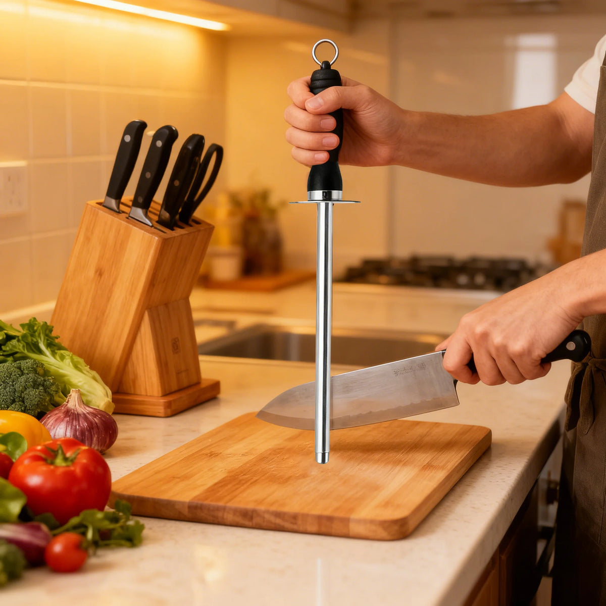 10-Inch Carbon Steel Knife Sharpening Rod | Honing Steel Knife Sharpening Rod Axl