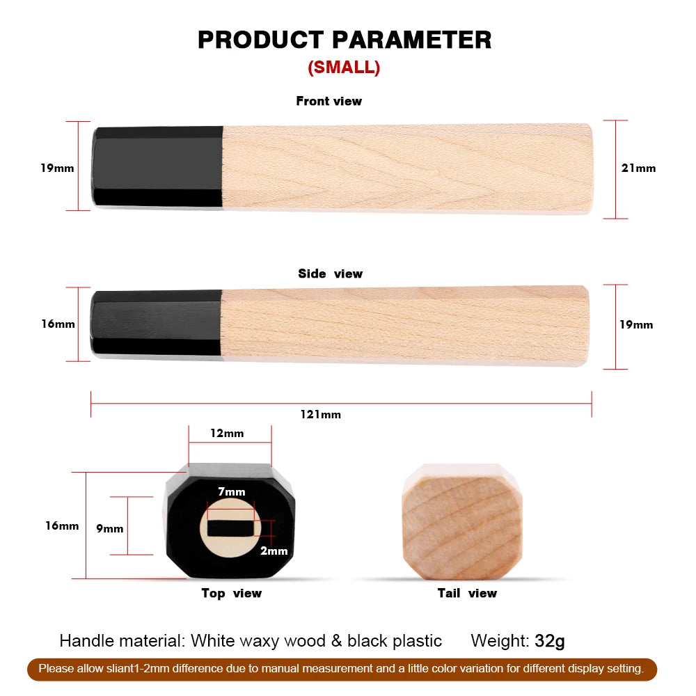 Octagonal Japanese Knife Handle – Maple & Black Plastic DIY Knife Handle Blank Axl Small Handle