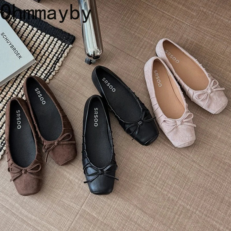 Women's Mary Jane Ballet Flats – Slip-On Square Toe Shoes Ballet Flats Axl