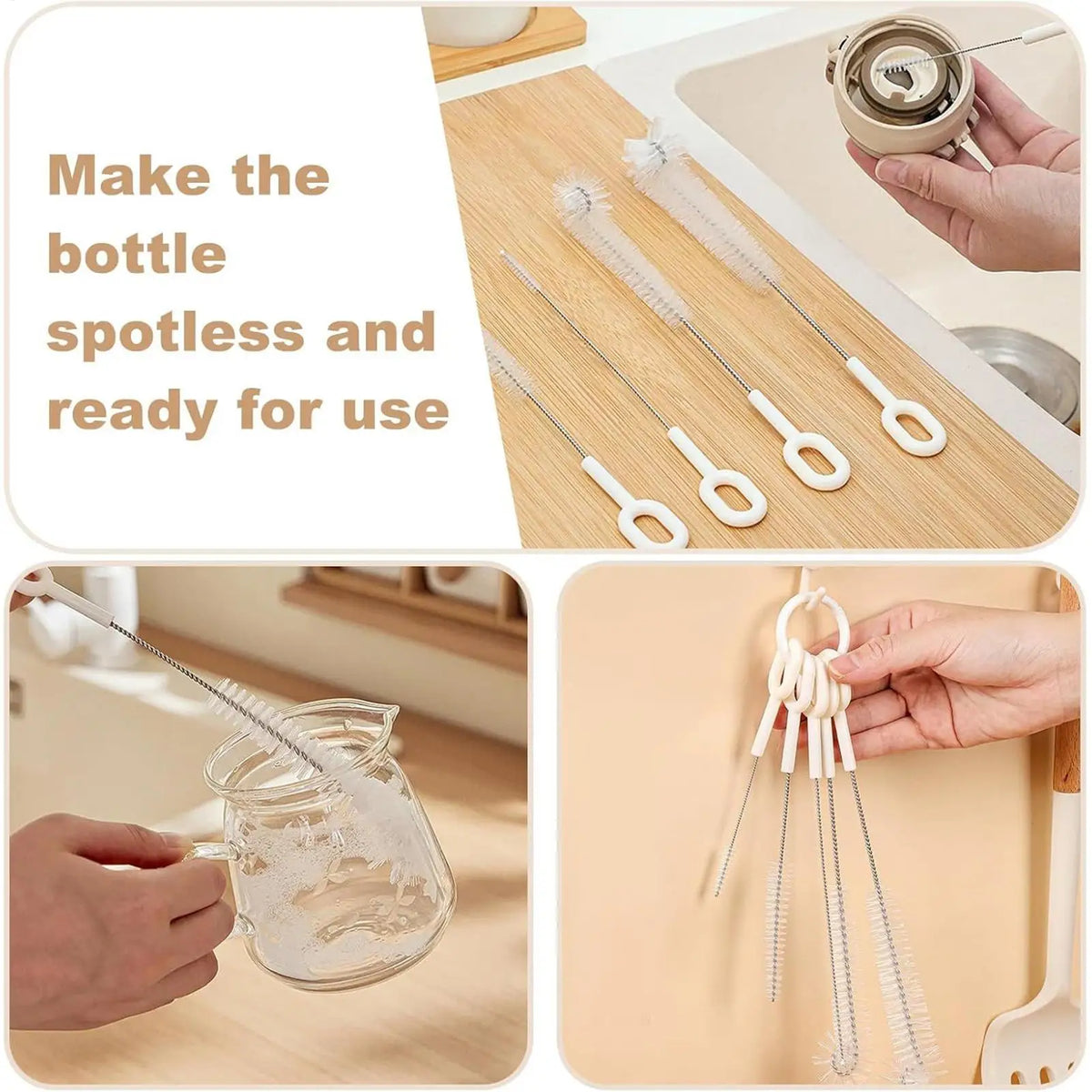 5-Piece Bottle Brush Cleaning Kit – Cup, Wine & Milk Bottle Bottle Cleaning Brush Axl