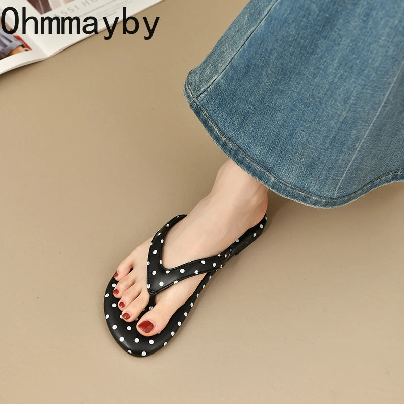 Polka Dot Clip Toe Women's Slippers – Summer Beach Flip Flops Women's Summer Slippers Axl