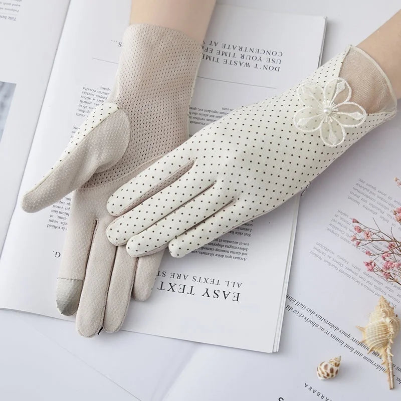Women's UV Sun Protection Gloves – Touchscreen & Non-Slip Sun Protection Gloves Axl One Size Ivory