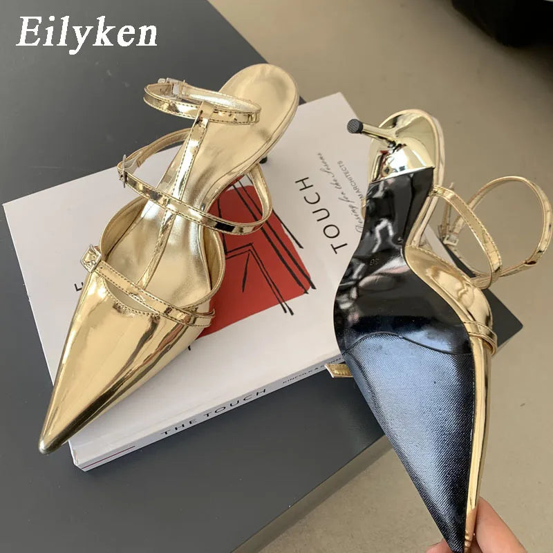 Women's Pointed Toe High Heel Pumps with Ankle Strap High Heel Pumps Axl gold 36