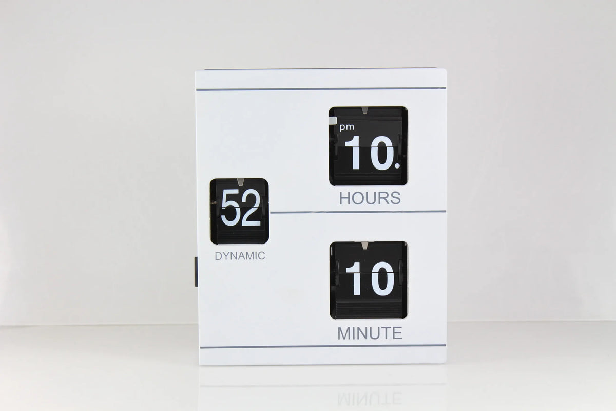 Retro Book Flip Clock – Vintage Desk Clock | Black & White Flip Desk Clock Axl WHITE