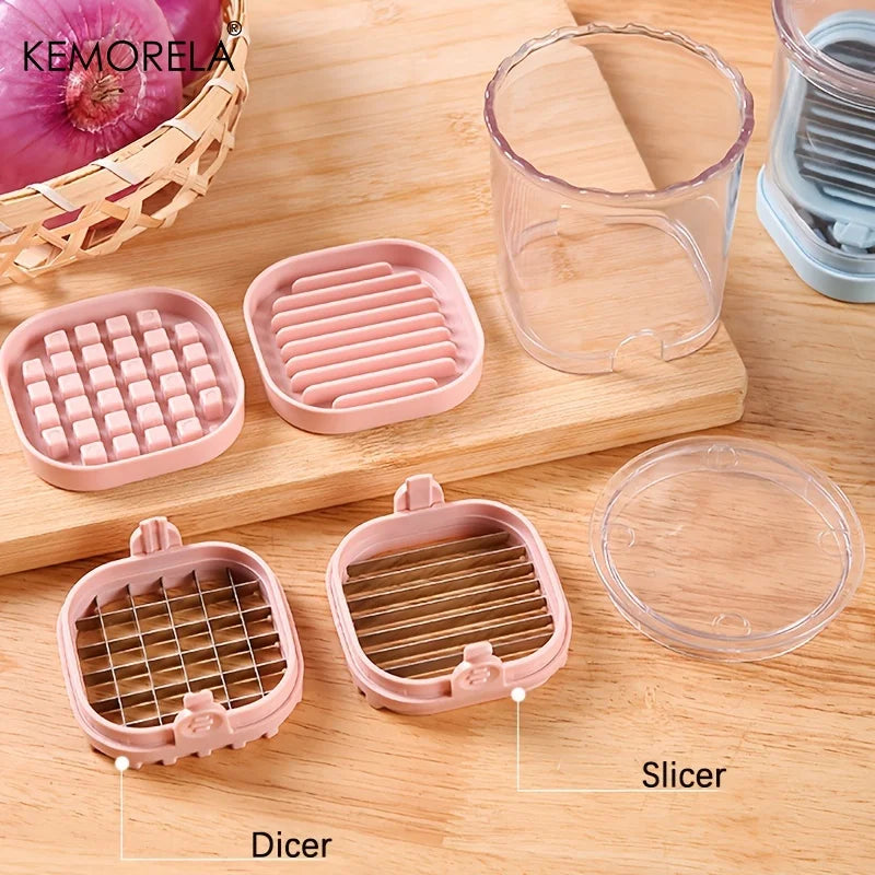 KEMORELA 2-in-1 Fruit & Vegetable Slicer Cup | Dicer & Storage Vegetable Slicer Cup Axl