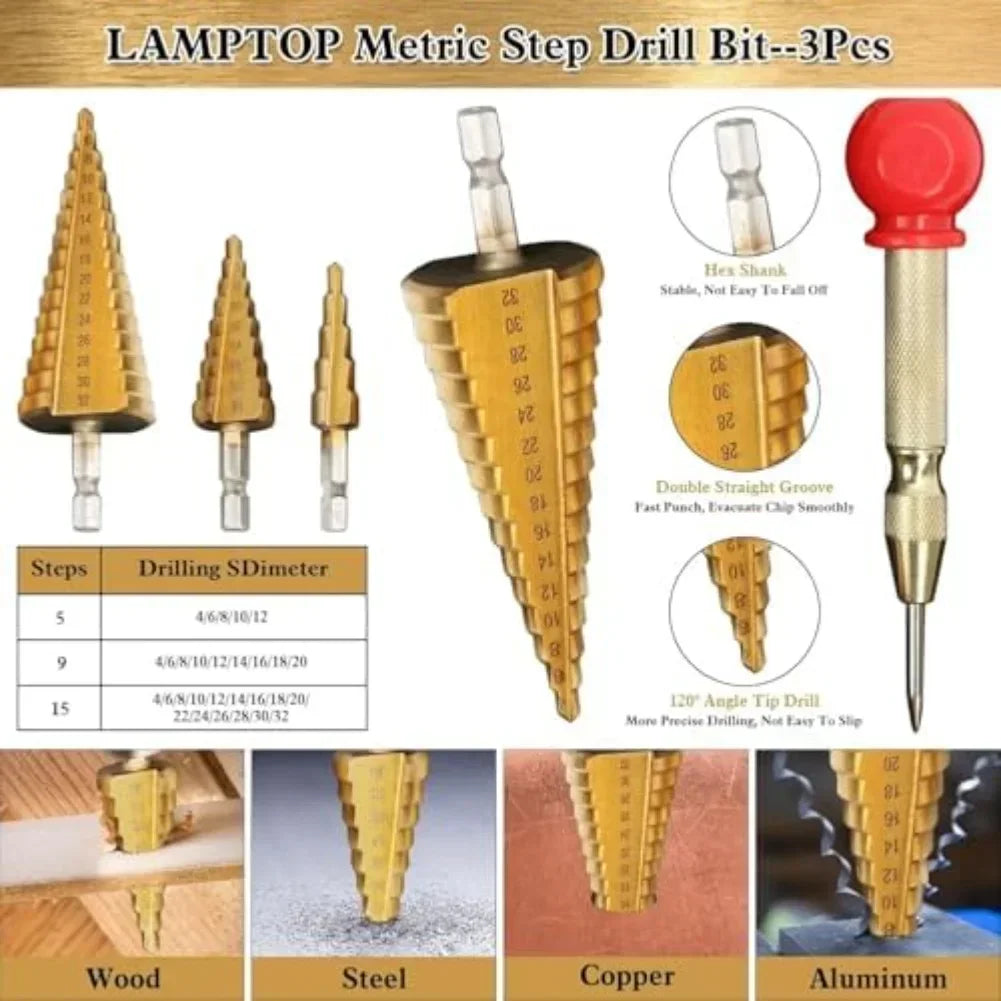 26-Pc Woodworking Drill Set – Countersink Bits & Center Punch Drill Bit Set Axl
