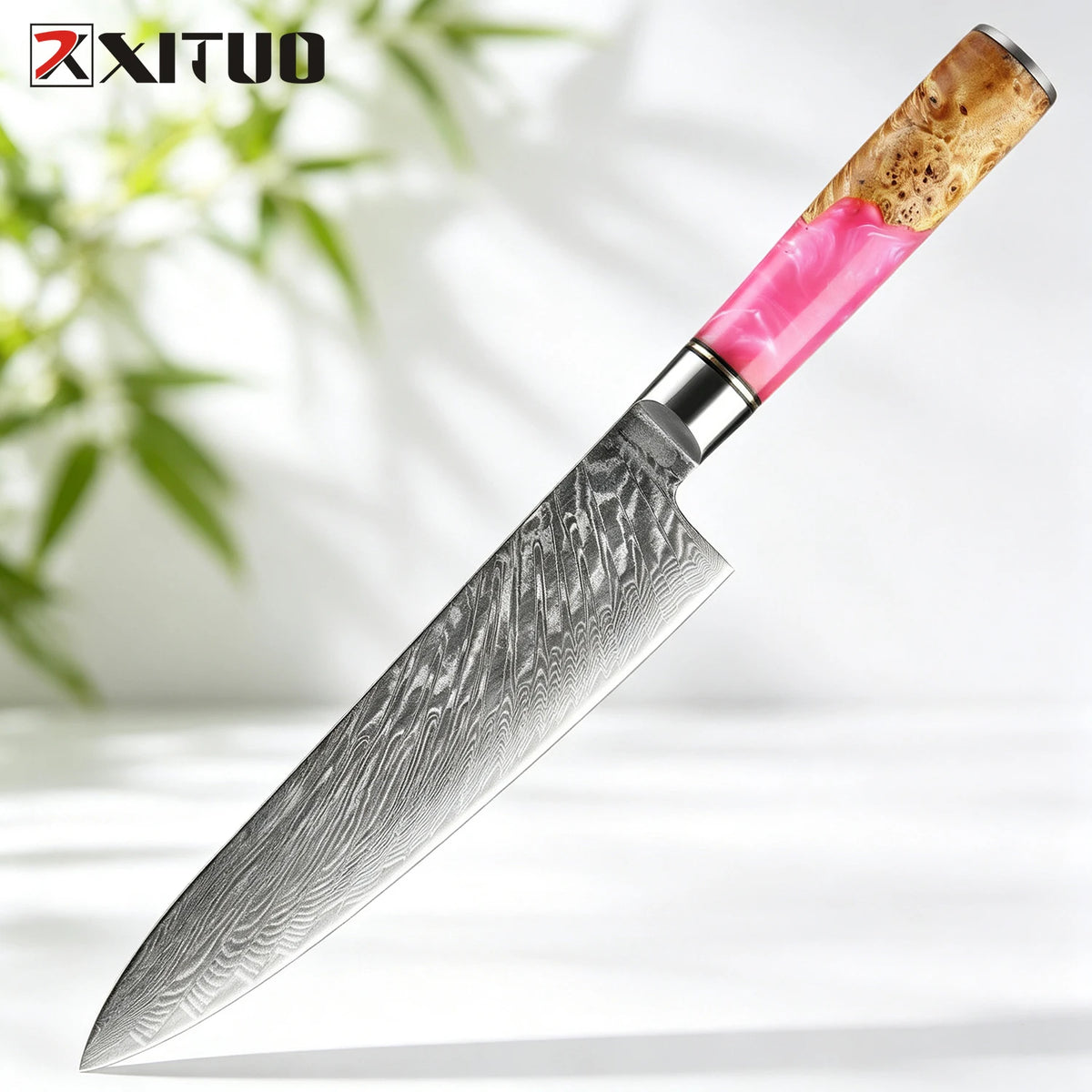XITUO 8" Damascus Chef Knife – 67-Layer AUS-10 Pink Handle Damascus Chef Knife Axl