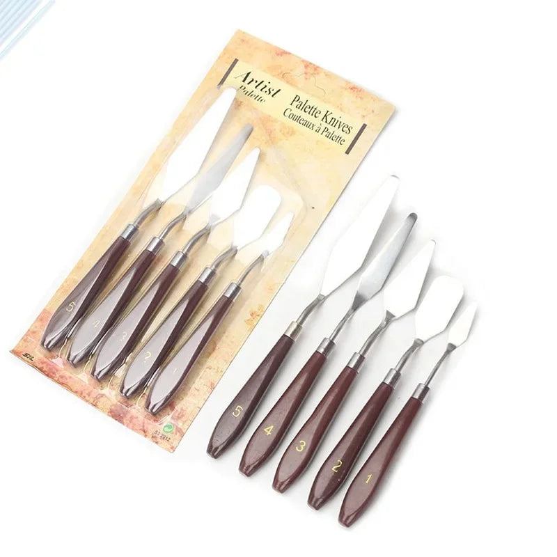 5-Piece Palette Knife Set – Acrylic, Oil & Gouache Paint Spatulas Palette Knife Set Axl