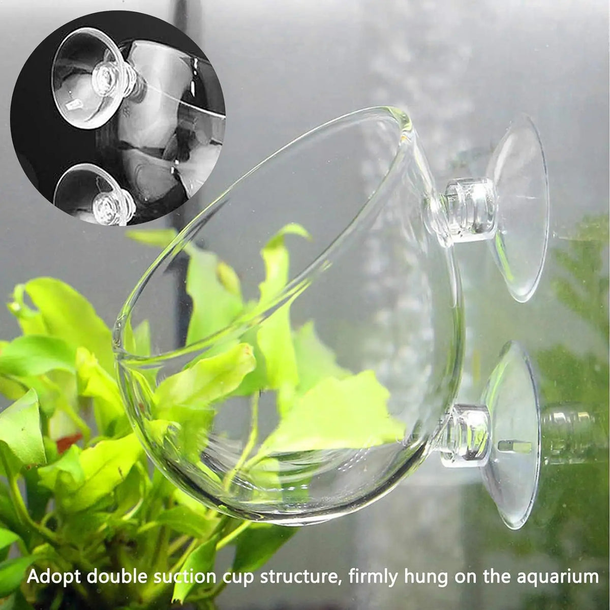 Aquarium Glass Plant Pot with Suction Cups | Fish Tank Planter Aquarium Plant Pot Axl