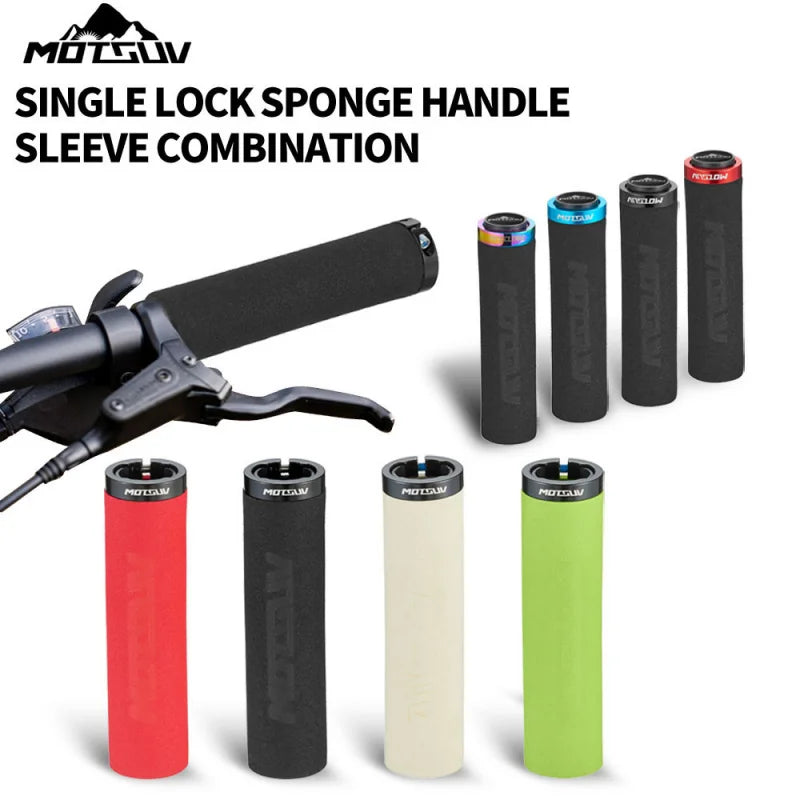 MTB Bike Handlebar Grips – Aluminum Lock-On Ergonomic Foam Bike Handlebar Grips Axl