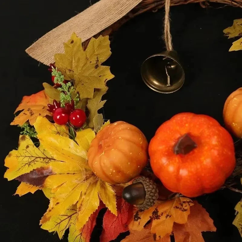 Pumpkin Maple Leaf Bell Garland – Fall Door Hanging Decor Seasonal Door Hanging Axl