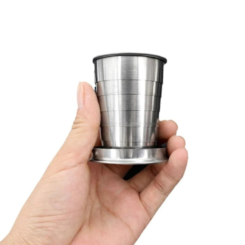 Stainless Steel Folding Cup with Keychain | Collapsible Travel Cup Collapsible Travel Cup Axl