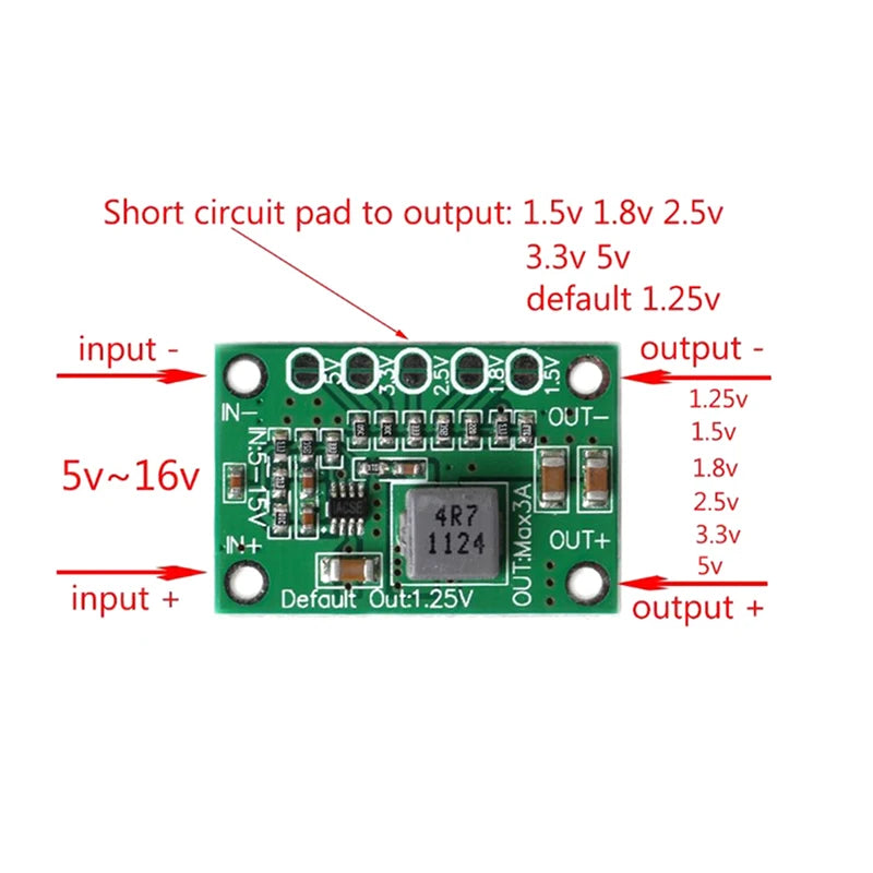 DC Step Down Voltage Regulator Module 5-16V to 1.25-5V 3A Voltage Regulator Module Axl