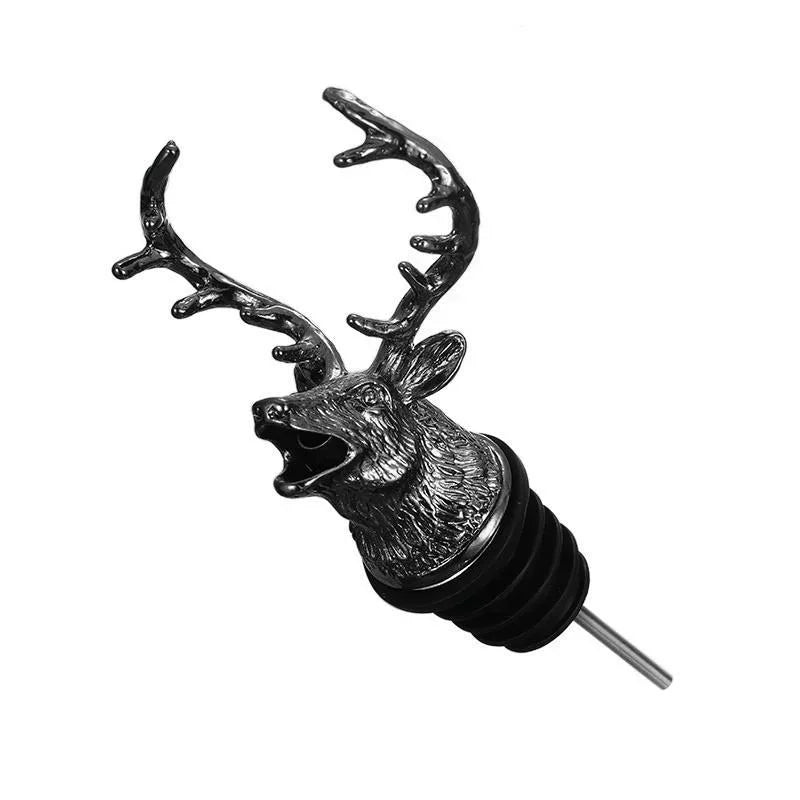 Deer Head Wine Bottle Pourer – Zinc Alloy Spout Stopper Wine Bottle Pourer Axl Black