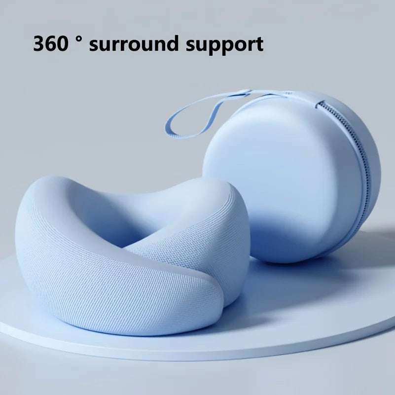 U-Shaped Memory Foam Travel Neck Pillow with Storage Box Travel Neck Pillow Axl Sunshine Blue - 1set