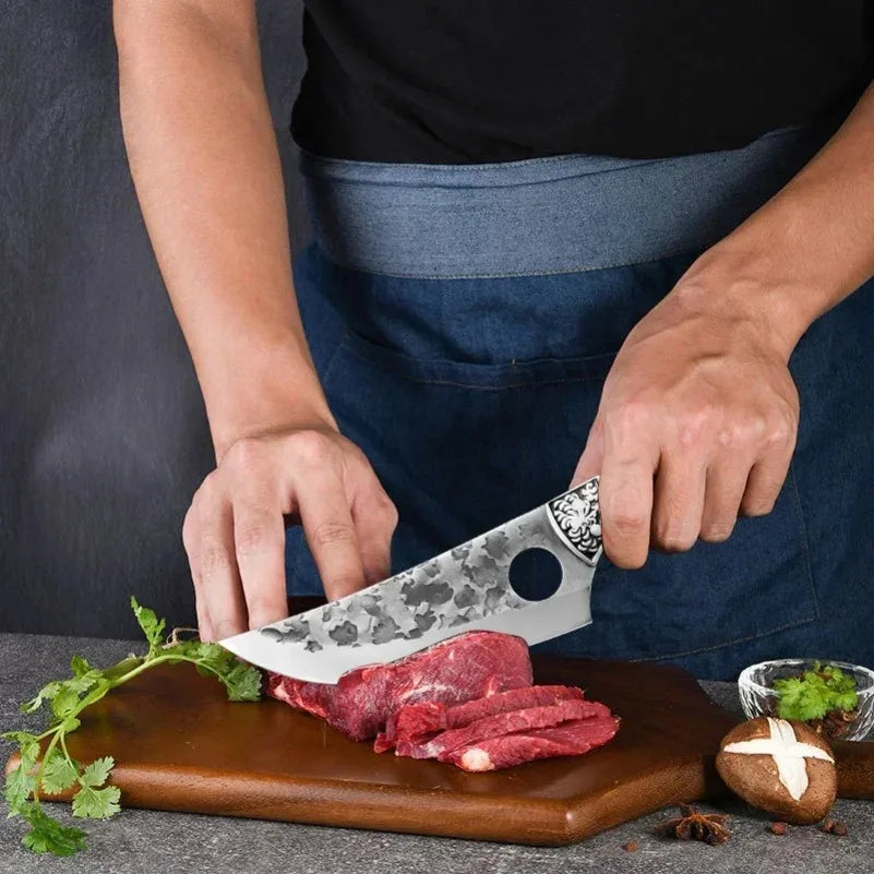 InLeung Handmade Forged Boning & Butcher Knife – Stainless Steel Forged Kitchen Knife Axl