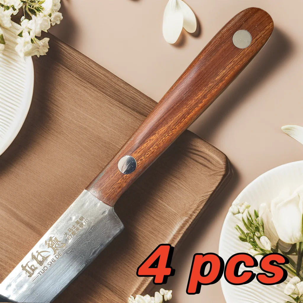 67-Ply Damascus Steel Knife Set – Steak, Paring & Boning Damascus Knife Set Axl 4 Pcs