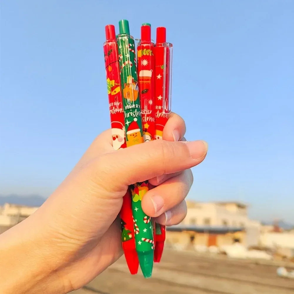 10-Pack Christmas Cartoon Gel Pens 0.5mm Black Ink | Press Pens Gel Pen Set Axl
