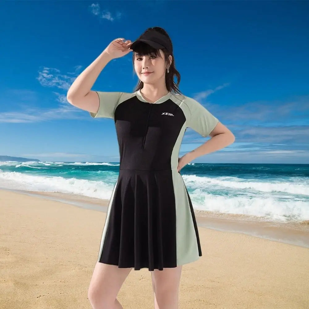 Women's Short Sleeve Swimsuit – Loose Milk Ice Silk Cover-Up Women's Swimsuit Axl