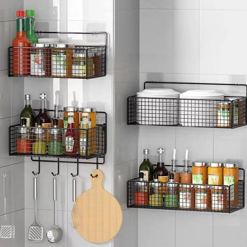 No-Drill Wall Mount Bathroom Shelf & Kitchen Storage Rack Wall Mount Shelf Axl