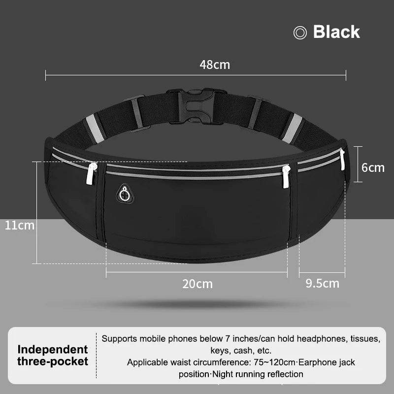 Waterproof Running Waist Pack – Unisex Sports Phone Belt Bag Running Waist Pack Axl A Black