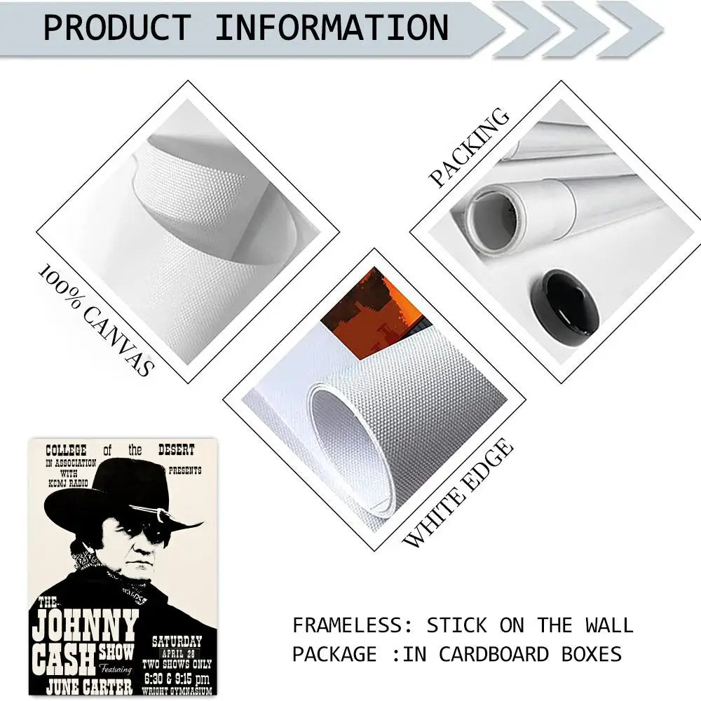 Johnny Cash Canvas Wall Art – Vintage Music Poster Print Canvas Poster Print Axl