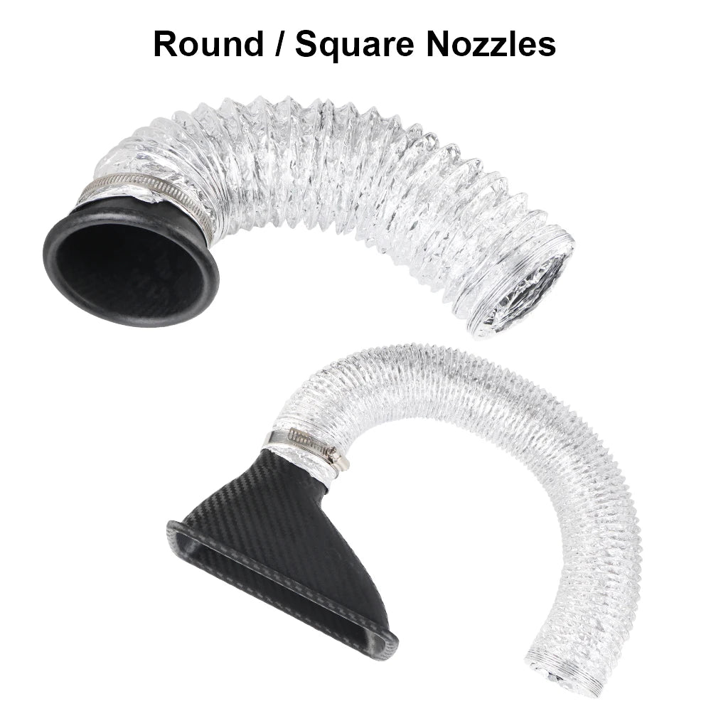 Car Air Intake Funnel Pipe Set – Round & Square Nozzles Universal Air Intake Kit Axl
