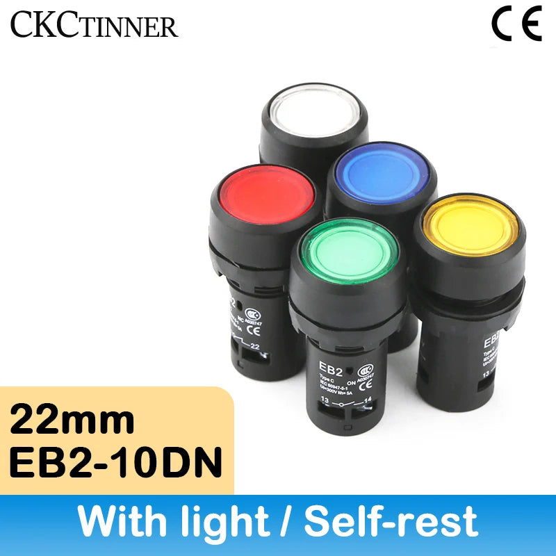 22mm Momentary Push Button Switch with Pilot Light | EB2-10DN Push Button Switch Axl