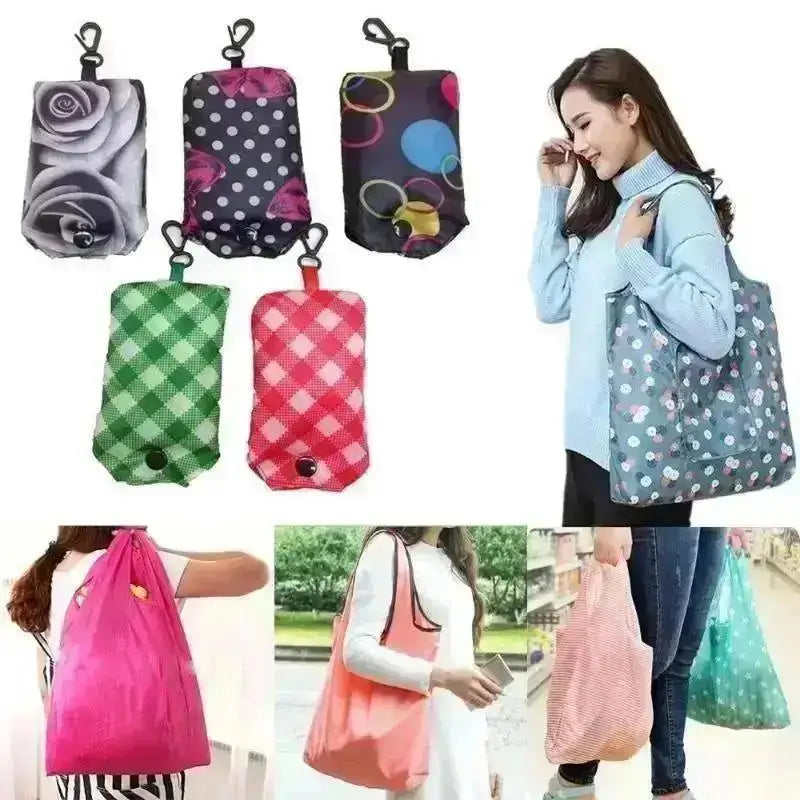 Foldable Polyester Shopping Bag – Reusable Eco Tote Reusable Tote Bag Axl Random style 1Pcs
