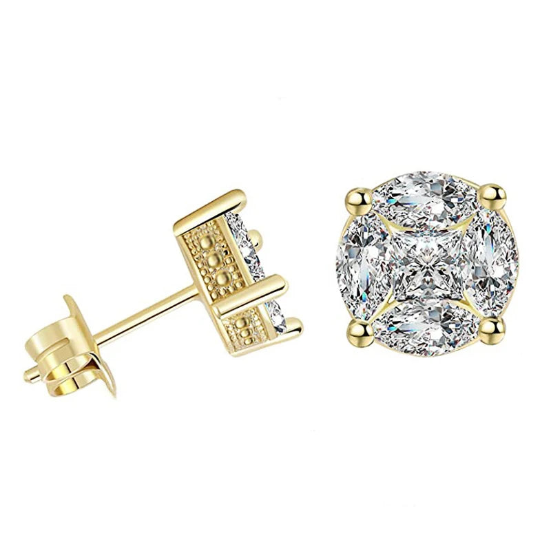 Huitan Cubic Zirconia Stud Earrings – Unisex Fashion Jewelry Stud Earrings Axl E2079