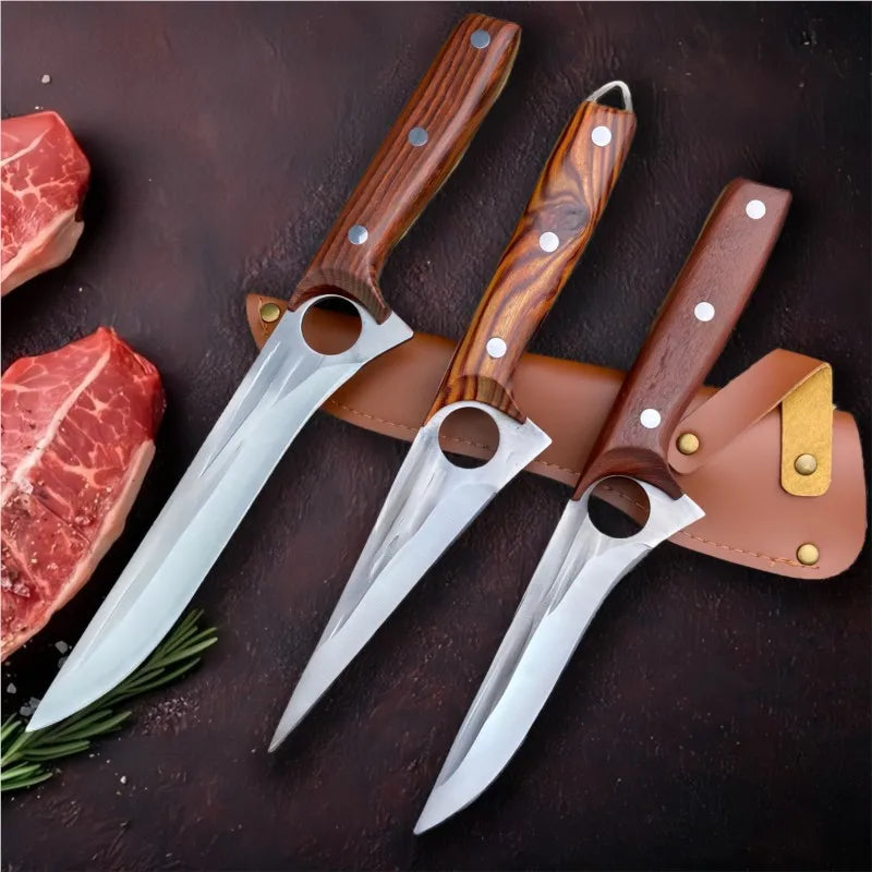 Forged Chef Knife Set – 5Cr15MoV Steel Boning & Cleaver Knives Kitchen Knife Set Axl