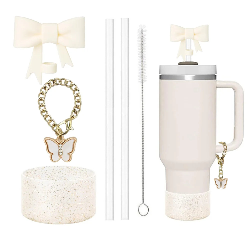 6-Piece Stanley Cup Accessories Set – Straw Covers & Charm Tumbler Accessories Set Axl Gold
