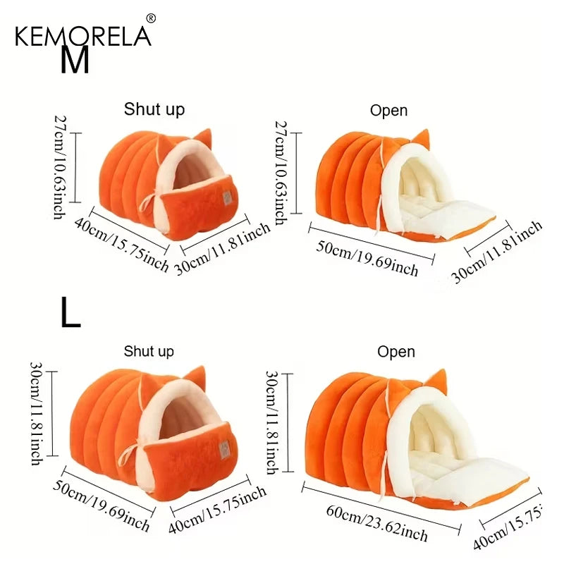 KEMORELA Cat Ear Bed – Warm Semi-Enclosed Pet Nest Cat Bed Axl